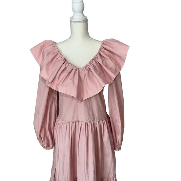 ENGLISH FACTORY Pink Tiered Dress Size Medium Midi - Picture 6 of 16